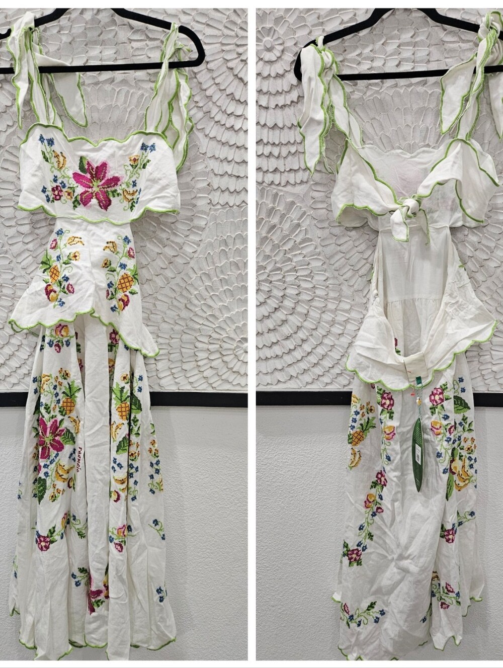 FARM Rio Cream Maxi Dress with Multicolor Floral Embroidery - Picture 2 of 9